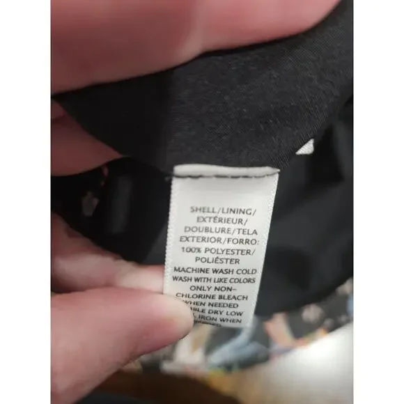 LOFT Womens 0 2 Petite Peacock Snow Bird Print Long Sleeve Dress Crew Neck - Picture 7 of 9